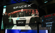 Elon Musk, lors de l'IPO de SpaceX. (crédit : TIMOTHY A. CLARY / AFP)