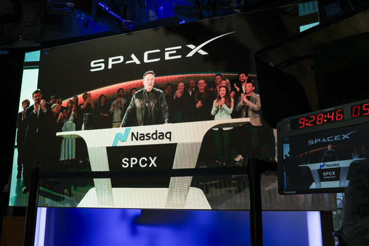 Elon Musk, lors de l'IPO de SpaceX. (cr&eacute;dit : TIMOTHY A. CLARY / AFP)