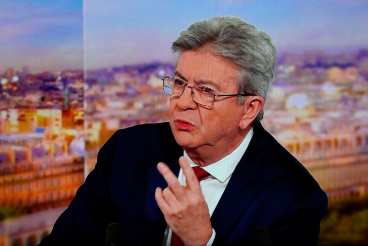 Le leader de LFI Jean-Luc Mélenchon sur le plateau de TF1 le 3 mai 2026 ( AFP / Kiran RIDLEY )