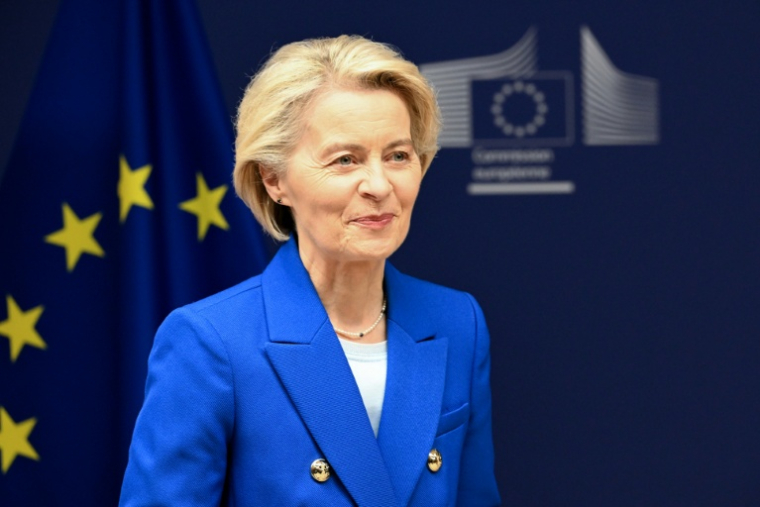 La présidente de la Commission européenne Ursula Von der Leyen, à Bruxelles, le 8 octobre 2025 ( AFP / Nicolas TUCAT )