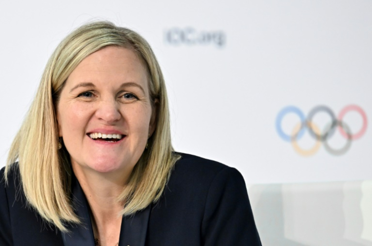 La nouvelle présidente du Comité international olympique (CIO), Kirsty Coventry, le 20 mars 2025 à Costa Navarino, en Grèce ( AFP / Fabrice COFFRINI )