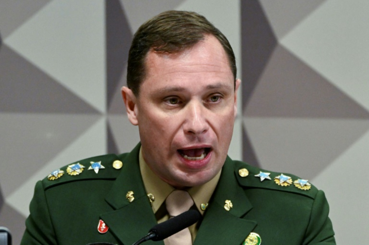Le lieutenant-colonel brésilien Mauro Cid, le 11 juillet 2023 à Brasilia ( AFP / EVARISTO SA )