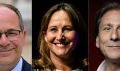 Montage de photos d'archives réalisé le 16 septembre 2026 et montrant, de gauche à droite, les candidats à la primaire sociale-démocrate à la présidentielle de 2027 : Olivier Faure, premier secrétaire du Parti socialiste (PS) et député; Emmanuel Maurel, député de Gauche Démocrate et Républicaine; Ségolène Royal, ancienne ministre française de l'Écologie; Jérôme Guedj, député des Socialistes et Apparentés; Raphaël Glucksmann, député européen de Place Publique ( AFP / Bertrand GUAY )