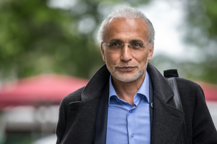 L'islamologue Tariq Ramadan le 29 mai 2024 à Genève, en Suisse ( AFP / Fabrice COFFRINI )