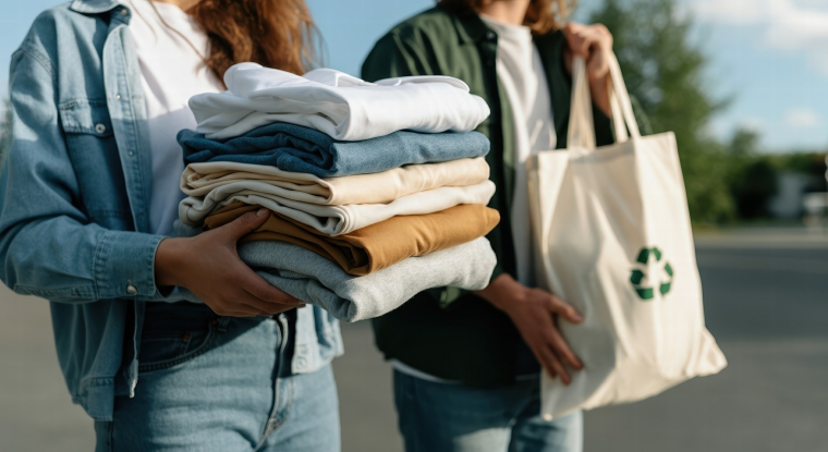 Réparer des vêtements, transformer des textiles, cultiver des liens ou sensibiliser à une consommation responsable représentent autant de nouvelles façons de faire commerce. (crédit : Adobe Stock / photo générée par IA)