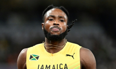 Le sprinteur jamaïcain Kishane Thompson lors des séries du 100 m aux Mondiaux de Tokyo, le 13 septembre 2025 ( AFP / Jewel SAMAD )