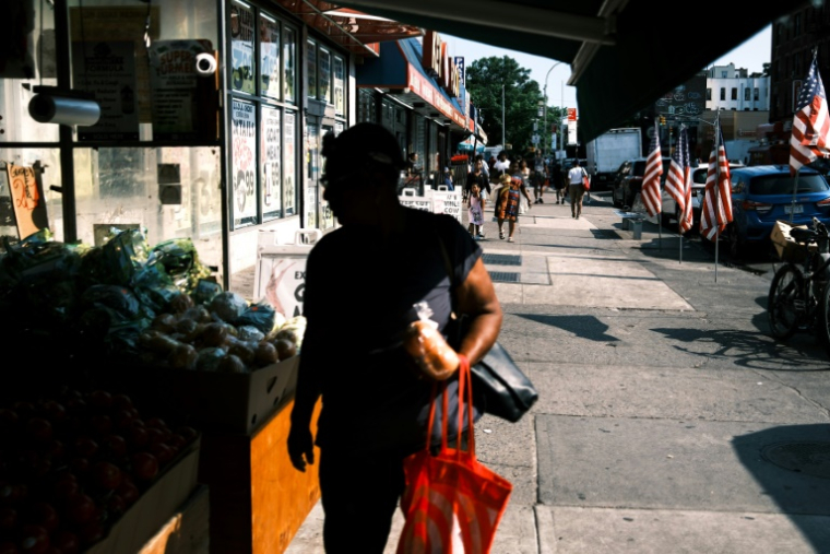 Une personne fait ses courses dans le quartier Flatbush, surnommé "de Little Haiti", dans l'arrondissement de Brooklyn, à New York, aux Etats-Unis, le 15 juillet 2025 ( AFP / CHARLY TRIBALLEAU )