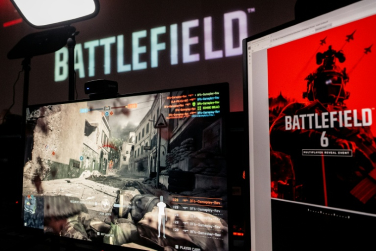 Présentation du mode multijoueur de Battlefield 6, un jeu vidéo de la société américaine Electronic Arts (EA), au Grand Palais Immersif à Paris, le 31 juillet 2025 ( AFP / Martin LELIEVRE )