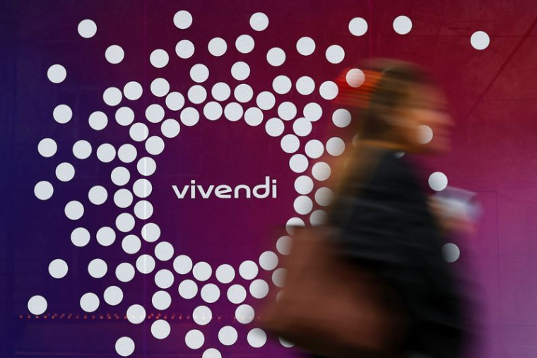 Le logo du groupe français de médias Vivendi à Paris