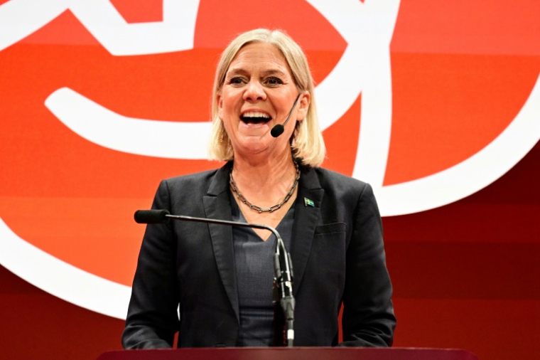 La cheffe des sociaux-démocrates de Suède, Magdalena Andersson, à Stockholm, le 13 septembre 2026 ( TT News Agency / Jonas EKSTROMER )