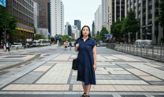 La Sud-Coréenne Baek Song-yi, qui fait campagne pour le droit des victimes de harcèlement au travail, le 17 juillet 2026 à Séoul ( AFP / Jade GAO )