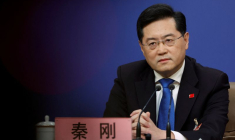 Le ministre chinois des Affaires étrangères Qin Gang lors d'une conférence de presse à Pékin