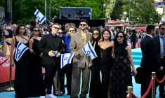 La délégation israélienne à l'Eurovision, à Vienne, en Autriche, le 10 mai 2026 ( AFP / Tobias SCHWARZ )
