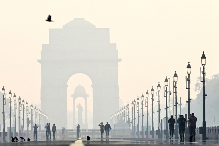 PeLa porte de l'Inde dans un brouillard de pollution après Diwali, la fête hindoue des lumières, à New Delhi, le 1er novembre 2024 ( AFP / Arun SANKAR )