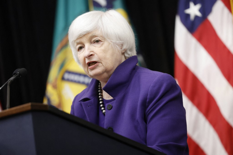 Janet Yellen à Washington, aux États-Unis, le 21 novembre 2024. ( GETTY IMAGES NORTH AMERICA / ANNA MONEYMAKER )