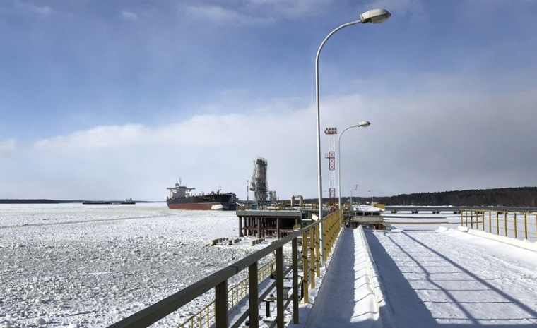 Une vue des installations d'exportation du port de Primorsk, sur la mer Baltique
