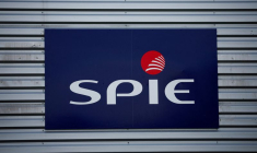 Le logo de Spie est visible à l'extérieur d'un bâtiment de l'entreprise au Bignon près de Nantes