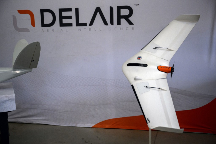 Un drone UX11 à Labège, le 29 février 2024. ( AFP / LIONEL BONAVENTURE )