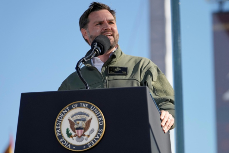 Le vice-président américain JD Vance durant une manifestation pour le 250e anniversaire du Corps de Marines en Californie, à Camp Pendleton, le 18 octobre 2025 ( AFP / Oliver Contreras )