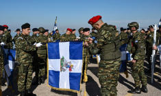 Des militaires grecs à Thessalonique, en Grèce, le 28 octobre 2024. ( AFP / SAKIS MITROLIDIS )