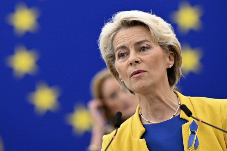 Ursua von der Leyen à Strasbourg, le 14 septembre 2022. ( AFP / FREDERICK FLORIN )