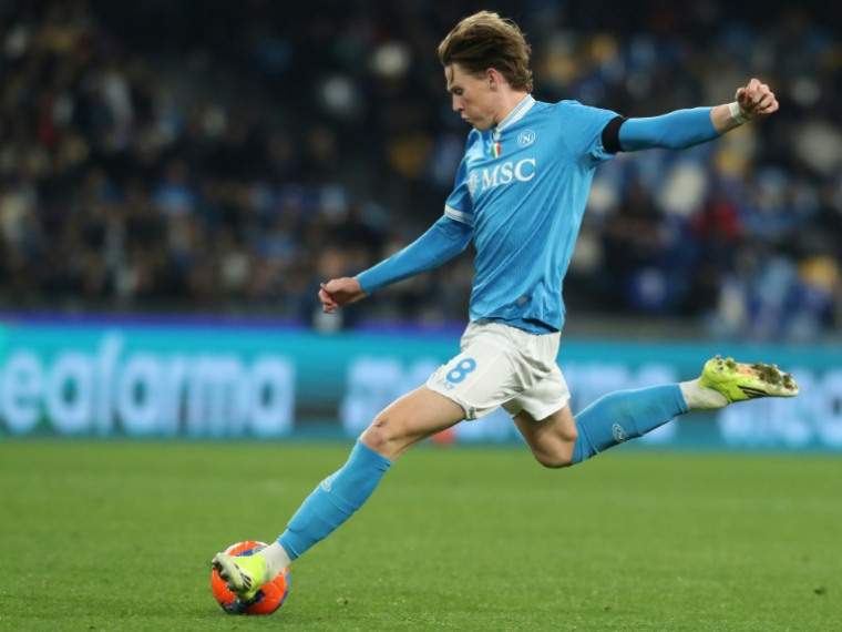 Scott McTominay avec le Napoli lors d'un match de Serie A contre Sassuolo aiu stade Diego-Maradona, le 17 janvier 2026  ( AFP / Carlo Hermann )