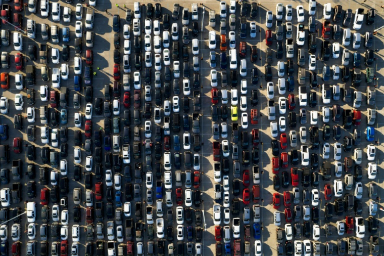 Des automobilistes attendent une distribution d'aide alimentaire à Houston, au Texas, le 1er novembre 2025 ( AFP / Mark Felix )