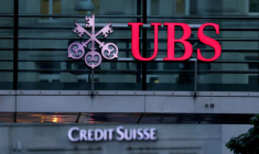 Les logos UBS et Credit Suisse à Zurich