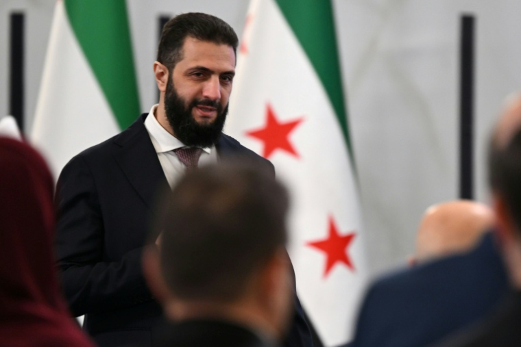 Le président syrien Ahmad al-Chareh, le 12 mai 2026 à Damas ( AFP / LOUAI BESHARA )