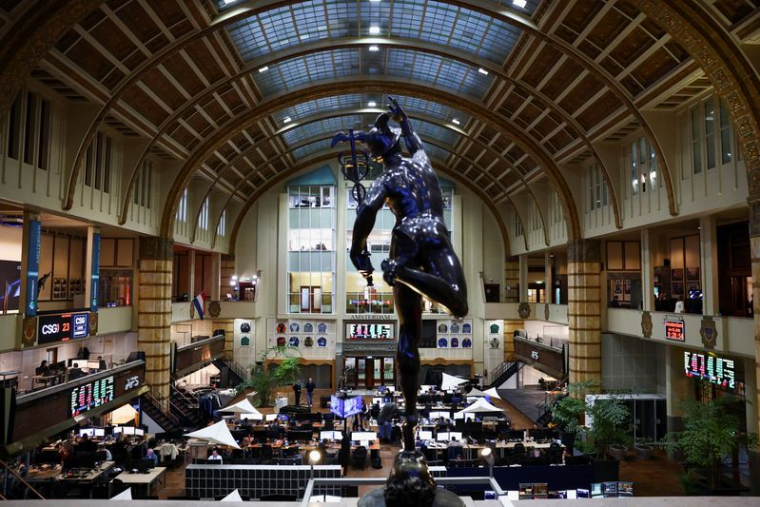 Vue de l'intérieur de la bourse d'Amsterdam
