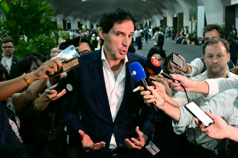 Le commissaire européen au climat Wopke Hoekstra le 21 novembre 2025 à la COP30 à Belem ( AFP / Pablo PORCIUNCULA )