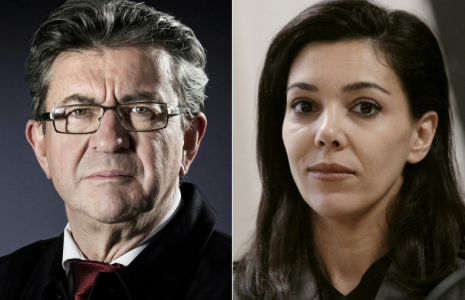Le dirigeant de La France insoumise, Jean-Luc Mélenchon (g) en 2017, et la désormais députée de Paris Sophia Chikirou, la même année ( AFP / Joël SAGET )