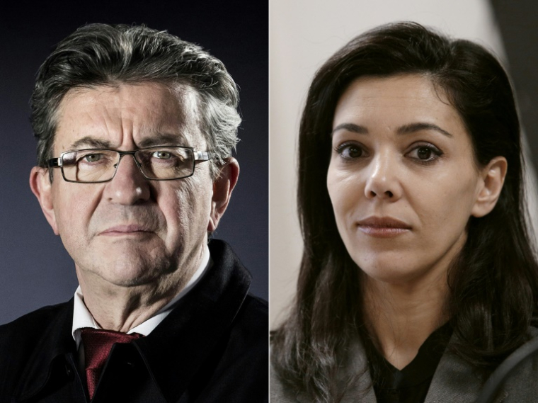 Le dirigeant de La France insoumise, Jean-Luc Mélenchon (g) en 2017, et la désormais députée de Paris Sophia Chikirou, la même année ( AFP / Joël SAGET )