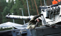 Un char dans la base de la Bundeswehr de l'armée allemande, à Klietz