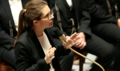 La ministre déléguée chargée de la Lutte contre les discriminations Autore Bergé à l'Assemblée nationale le 14 avril 2026 ( AFP / Alain JOCARD )
