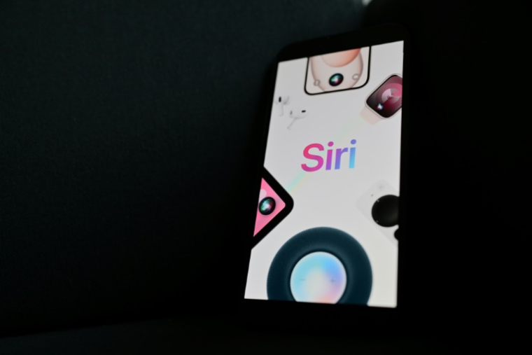 Siri, l'assistant numérique vocal développé par Apple, sur un écran de smartphone, le 14 février 2025 ( AFP / Philippe LOPEZ )