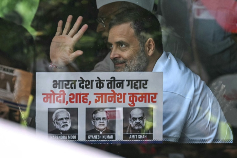Rahul Gandhi, dirigeant du parti du Congrès en Inde, à Rajghat, à New Delhi, le 8 octobre 2026 ( AFP / Arun SANKAR )