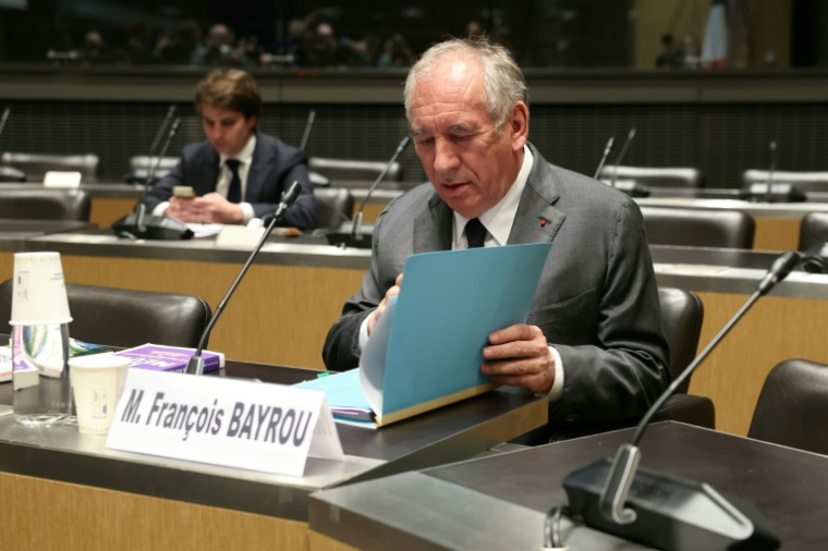 Le Premier ministre François Bayrou le 14 mai 2025 devant la commission d'enquête de l'Assemblée nationale, à Paris ( AFP / ALAIN JOCARD )
