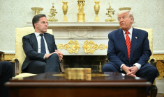 Mark Rutte et Donald Trump à Washington, aux États-Unis, le 13 mars 2025. ( AFP / MANDEL NGAN )