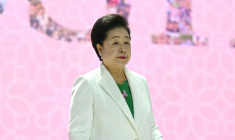 La dirigeante de l'Église de l'Unification (secte Moon), Han Hak-ja? assiste à une cérémonie de mariage de masse au Cheongshim Peace World Center, le 12 avril 2025 à Gapyeong, en Corée du Sud ( AFP / Jung Yeon-je )