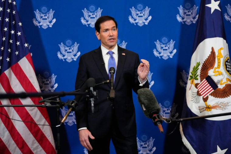 Le secrétaire d'Etat américain Marco Rubio lors d'un point presse après une rencontre avec le ministre russe des Affaires étrangères Sergueï Lavrov en marge de la 81e Assemblée générale des Nations unies à New York, le 23 septembre 2026 ( POOL / Yuki Iwamura )