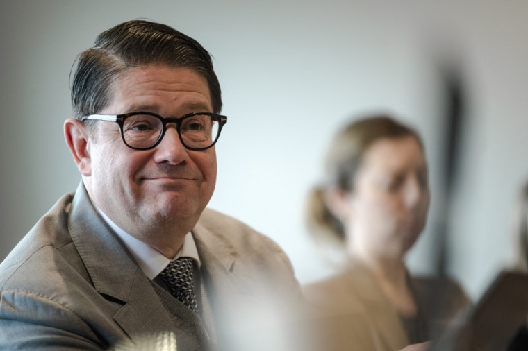 Éric Martel, président et chef de la direction de Bombardier, le 23 mars 2023 à Dorval, au Québec, au Canada. ( AFP / ANDREJ IVANOV )