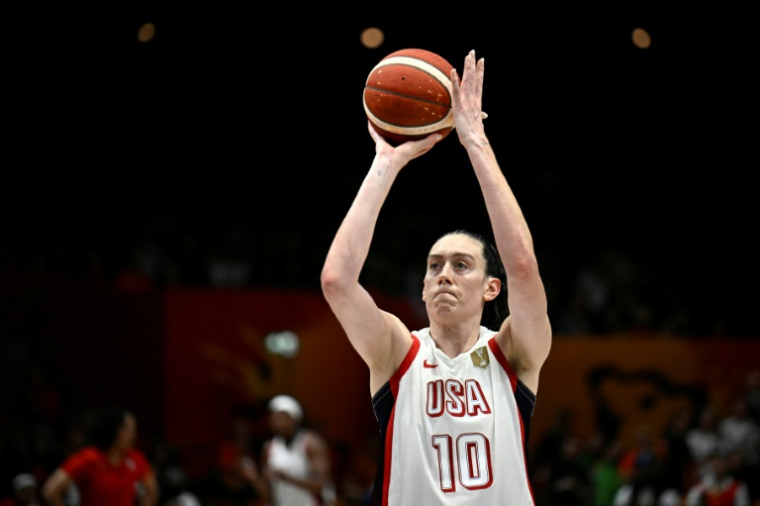 L'américaine Breanna Stewart lors de la finale de Coupe du monde contre la France, le 13 septembre 2026 à Berlin ( AFP / Tobias SCHWARZ )