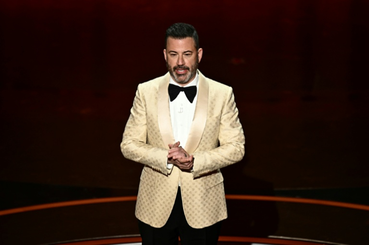 L'animateur et humoriste Jimmy Kimmel durant la 96e cérémonie des Oscars, le 10 mars 2024. ( AFP / Patrick T. Fallon )
