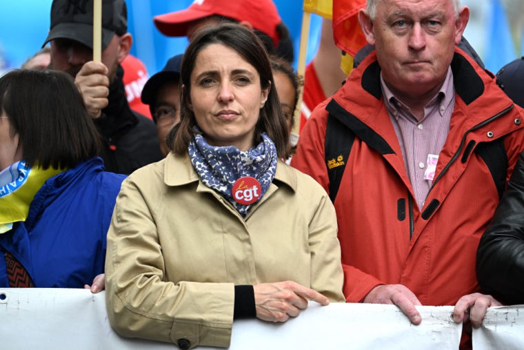Sophie Binet, le 1er mai 2023, à Paris ( AFP / ALAIN JOCARD )