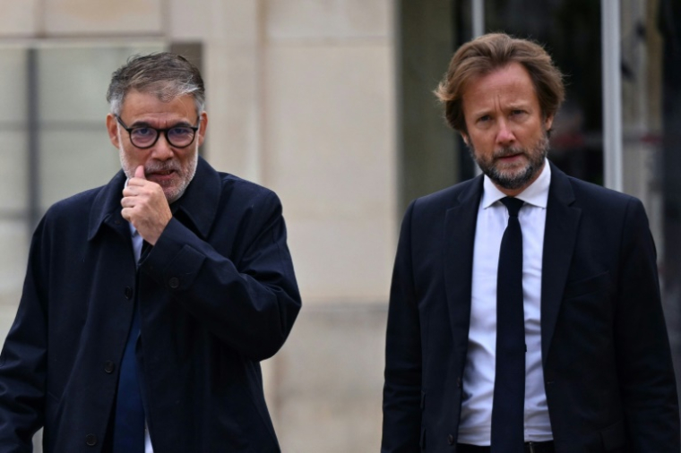 Olivier Faure (g) et Boris Vallaud, à l'Hôtel Matignon, à Paris, le 4 septembre 2025 ( AFP / Bertrand GUAY )