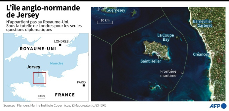 Carte localisant l'île anglo-normande de Jersey ( AFP / Gal ROMA )