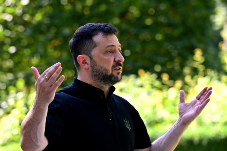 Le président ukrainien Volodymyr Zelensky à Kiev en Ukraine le 29 août 2025 ( AFP / Sergei SUPINSKY )
