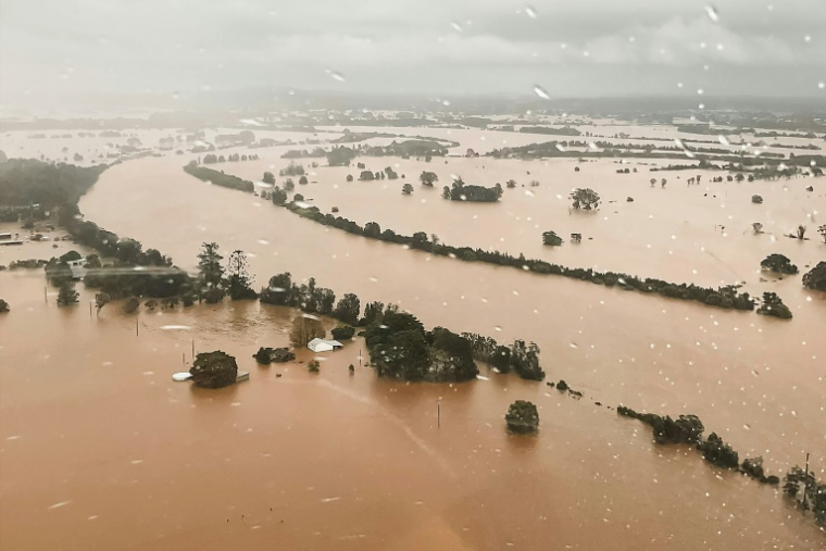 Des zones inondées près de la ville de Taree, en Nouvelle-Galles du Sud (est de l'Australie), le 21 mai 2025 - photo publiée par la police ( NEW SOUTH WALES POLICE / Handout )