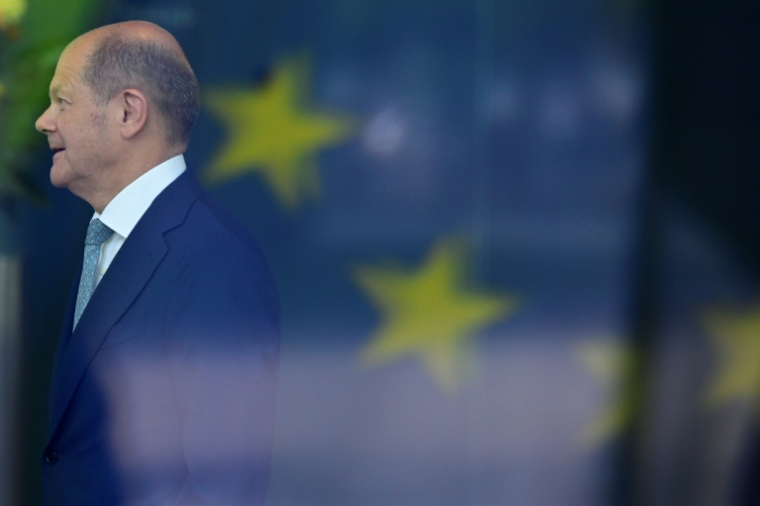 Olaf Scholz, à Berlin, le 16 mai 2022 ( AFP / John MACDOUGALL )